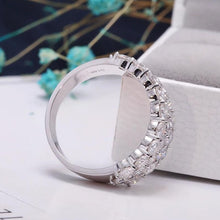 Load image into Gallery viewer, Moissanite 3 Row Half Eternity Ring in 18k Gold Plated Sterling Silver