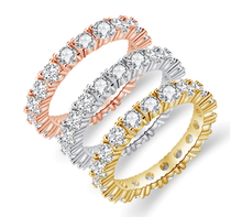 Load image into Gallery viewer, Moissanite Eternity Wedding Band 3mm in Sterling Silver