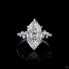 Load image into Gallery viewer, The Marceline | 3ct Marquise Cut Lab Diamond | Hidden Halo | Cluster Accents | 14k White Gold
