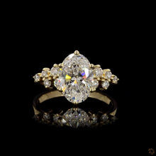 Load image into Gallery viewer, The Blossom Ring | 2ct Oval Lab Diamond | Scatter Cluster Setting | 14k Yellow Gold
