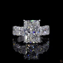 Load image into Gallery viewer, The Leonora Ring | 4ct Radiant Cut Lab Diamond | Hidden Halo | Radiant Eternity Band | 14k White Gold
