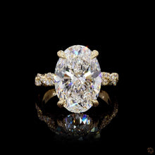 Load image into Gallery viewer, The Arabella Ring | 5ct Oval Lab Diamond | Hidden Halo | Twisted Pavé Band | 14k Yellow Gold
