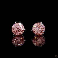 Load image into Gallery viewer, Pink Lab Diamond Stud Earrings — 2.00ctw in 14k White Gold
