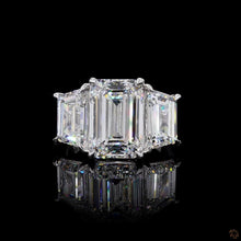 Load image into Gallery viewer, The Victoria Ring — 5.00ctw Emerald Cut Three-Stone
