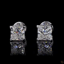 Load image into Gallery viewer, Princess Cut Lab Diamond Stud Earrings — 2.00ctw in 14k Gold
