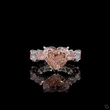 Load image into Gallery viewer, The Amoret Ring | 3ct Pink Heart Cut Lab Diamond | Pink &amp; White Heart Eternity Band | 14k White Gold
