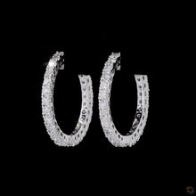 Load image into Gallery viewer, Round Brilliant Lab Diamond Hoop Earrings | 1.40ctw | 14k White Gold
