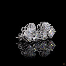 Load image into Gallery viewer, Cluster Lab Diamond Earrings — Oval, Emerald &amp; Round in 14k Gold
