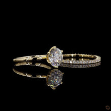 Load image into Gallery viewer, The Rosalie Bridal Set | 2ct Round Lab Diamond | 6-Prong Solitaire + Pavé Eternity Band | 14k Yellow Gold

