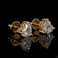 Load image into Gallery viewer, Heart Cut Lab Diamond Stud Earrings — 2.00ctw in 14k Gold
