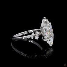 Load image into Gallery viewer, The Marceline | 3ct Marquise Cut Lab Diamond | Hidden Halo | Cluster Accents | 14k White Gold
