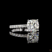 Load image into Gallery viewer, The Eloise Ring | 2.50ct Cushion Cut Lab Diamond | 50% Pavé Band | 14k White Gold
