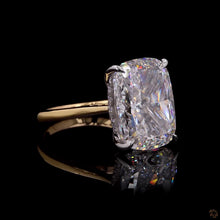 Load image into Gallery viewer, The Elara Ring | 5ct Cushion Cut Lab Diamond | Solitaire | Hidden Halo | 14k Gold
