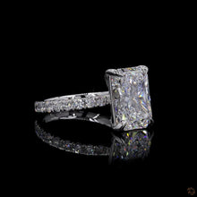 Load image into Gallery viewer, The Isadora Ring | 3ct Radiant Lab Diamond | Pavé Band | 14k White Gold
