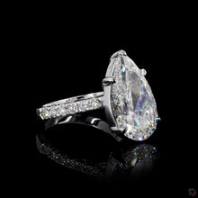 Load image into Gallery viewer, The Penelope Ring | 4ct Pear Cut Lab Diamond | Pavé Band | 14k White Gold
