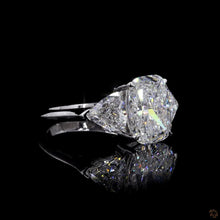 Load image into Gallery viewer, The Beatrix Ring | 3ct Elongated Cushion Cut Lab Diamond | Trillion Accents | 14k White Gold
