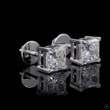 Load image into Gallery viewer, Princess Cut Lab Diamond Stud Earrings — 2.00ctw in 14k Gold
