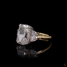 Load image into Gallery viewer, The Lucienne Ring | 3ct Elongated Cushion Cut Lab Diamond | Half Moon Accents | 14k Gold
