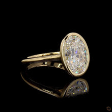 Load image into Gallery viewer, The Sloane Ring | 2ct Oval Lab Diamond | Full Bezel Solitaire | 14k Yellow Gold
