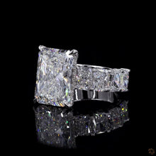 Load image into Gallery viewer, The Leonora Ring | 4ct Radiant Cut Lab Diamond | Hidden Halo | Radiant Eternity Band | 14k White Gold
