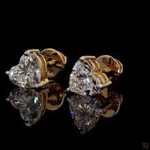 Load image into Gallery viewer, Heart Cut Lab Diamond Stud Earrings — 2.00ctw in 14k Gold
