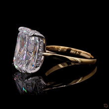 Load image into Gallery viewer, The Elara Ring | 5ct Cushion Cut Lab Diamond | Solitaire | Hidden Halo | 14k Gold

