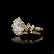 Load image into Gallery viewer, The Blossom Ring | 2ct Oval Lab Diamond | Scatter Cluster Setting | 14k Yellow Gold
