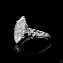 Load image into Gallery viewer, The Marceline | 3ct Marquise Cut Lab Diamond | Hidden Halo | Cluster Accents | 14k White Gold
