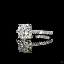 Load image into Gallery viewer, The Eloise Ring | 2.50ct Cushion Cut Lab Diamond | 50% Pavé Band | 14k White Gold
