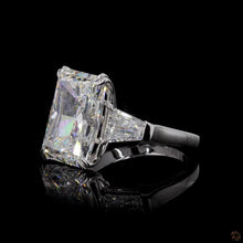 Load image into Gallery viewer, The Regal Ring | 5ct Radiant Cut Lab Diamond | Tapered Baguette Sides | 14k White Gold
