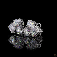 Load image into Gallery viewer, Cluster Lab Diamond Earrings — Oval, Emerald &amp; Round in 14k Gold
