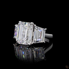 Load image into Gallery viewer, The Victoria Ring — 5.00ctw Emerald Cut Three-Stone

