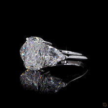 Load image into Gallery viewer, The Beatrix Ring | 3ct Elongated Cushion Cut Lab Diamond | Trillion Accents | 14k White Gold
