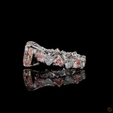 Load image into Gallery viewer, The Amoret Ring | 3ct Pink Heart Cut Lab Diamond | Pink &amp; White Heart Eternity Band | 14k White Gold
