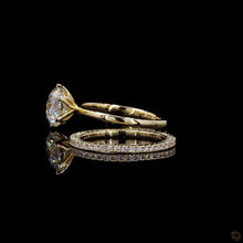 Load image into Gallery viewer, The Rosalie Bridal Set | 2ct Round Lab Diamond | 6-Prong Solitaire + Pavé Eternity Band | 14k Yellow Gold
