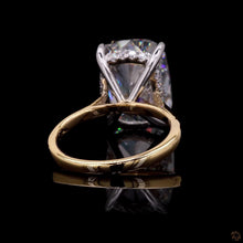 Load image into Gallery viewer, The Elara Ring | 5ct Cushion Cut Lab Diamond | Solitaire | Hidden Halo | 14k Gold
