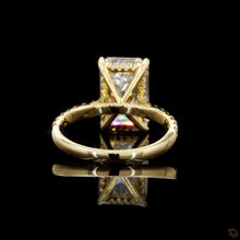 Load image into Gallery viewer, The Francesca Ring | 3ct Emerald Cut Lab Diamond | Pavé Band | Hidden Halo | 14k Gold
