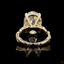 Load image into Gallery viewer, The Arabella Ring | 5ct Oval Lab Diamond | Hidden Halo | Twisted Pavé Band | 14k Yellow Gold
