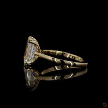 Load image into Gallery viewer, The Isolde Ring | 3.00ct Emerald Cut Lab Diamond | Cathedral Hidden Halo | 14k Yellow Gold
