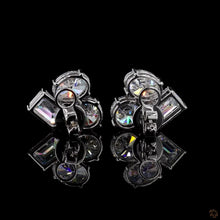 Load image into Gallery viewer, Cluster Lab Diamond Earrings — Oval, Emerald &amp; Round in 14k Gold
