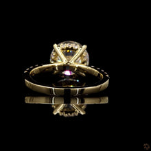 Load image into Gallery viewer, The Ophelia Ring | 3ct Round Brilliant Lab Diamond | Hidden Halo | Pavé Band | 14k Gold
