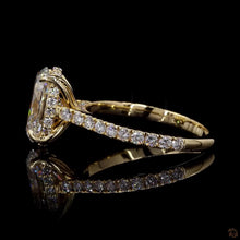 Load image into Gallery viewer, The Isabelle Ring | 2ct Oval Lab Diamond | Hidden Halo | Pavé Band | 14k Yellow Gold
