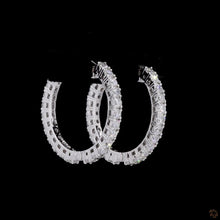 Load image into Gallery viewer, Round Brilliant Lab Diamond Hoop Earrings | 1.40ctw | 14k White Gold
