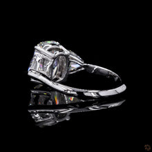 Load image into Gallery viewer, The Beatrix Ring | 3ct Elongated Cushion Cut Lab Diamond | Trillion Accents | 14k White Gold
