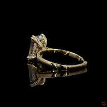 Load image into Gallery viewer, The Isolde Ring | 3.00ct Emerald Cut Lab Diamond | Cathedral Hidden Halo | 14k Yellow Gold
