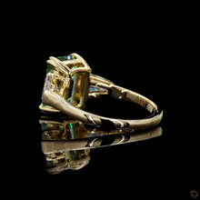 Load image into Gallery viewer, The Sylvie | 3.5ct Green Emerald Cut Lab Diamond | Tapered Baguette Three-Stone | 14k Gold
