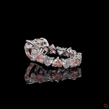 Load image into Gallery viewer, The Amoret Ring | 3ct Pink Heart Cut Lab Diamond | Pink &amp; White Heart Eternity Band | 14k White Gold
