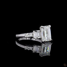 Load image into Gallery viewer, The Cosima emerald cut lab diamond ring, angled front view
