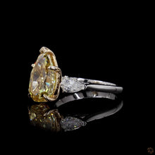 Load image into Gallery viewer, The Mirabel yellow pear lab diamond ring, angled view
