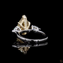 Load image into Gallery viewer, The Mirabel yellow pear lab diamond ring, three-quarter back view
